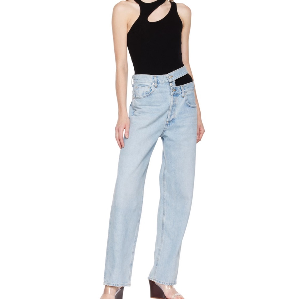 Agolde light blue broken waistband jeans